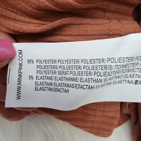 MinkPink Orange Fitted Rib Knit Midi Dress, Size Small - Picture 7 of 9